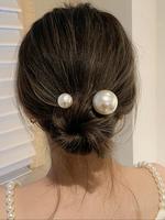 Women's Elegant Faux Pearl Decor Hair Pins, 2pcs/set Trendy Exquisite Minimalist Hair Pins, Chic Cute Hair Accessories for Ha...