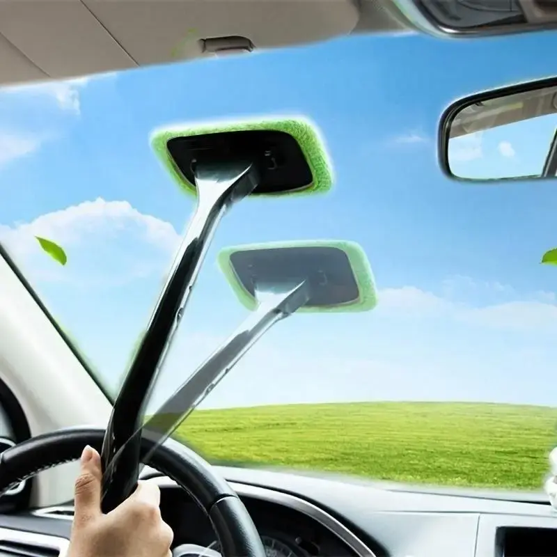Car Window Glass Cleaning Brush, Car Front Windshield Cleaner, Window Cleaning Tool, Long Handle Auto Glass Wiper, Profession...
