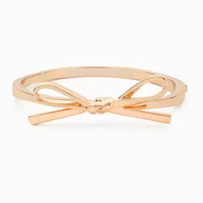 Sterling Silver with Rose Gold Plated Bow Pendant Bangle Bracelet