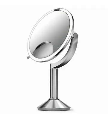 Rechargeable Cosmetic Mirror Simplehuman Sensor TRIO LED Touch 1x 5x 10x Stainless Steel