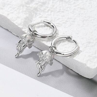 Brass Clear Cubic Zirconia Hoop Earrings