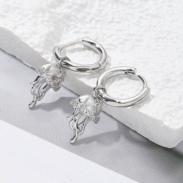 Brass Clear Cubic Zirconia Hoop Earrings