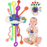 Baby Sensory Montessori Toy, Pull String Silicone Teething Toy, Travel Toy for 1 2 Year Old Boy Girl Infant Toddlers, Baby St...