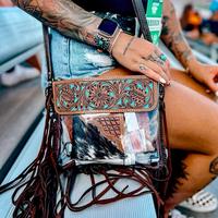 Western Leather Clear Crossbody Purse Bag stadium approved event concerts