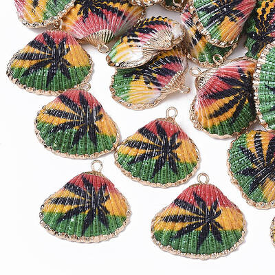 Electroplate Printed Natural Scallop Shell Pendants