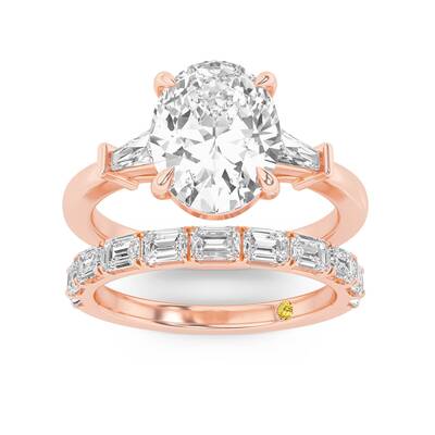 Valentina Lab Grown Oval Shaped Diamond Engagement Ring with the Juliet Wedding Band | 10K Rose Gold 3 1/4 ct. tw.