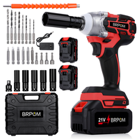 BRPOM Cordless impact wrench 1/2-inch High Torque 900N.m High Torque Electric  Gun Electric  Driver Compact  Rapid Charger & ...