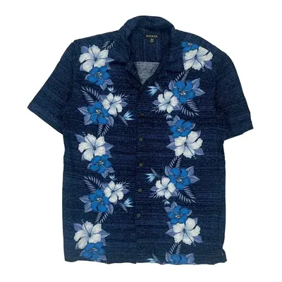 George Hawaiian Shirt - Medium Blue Cotton Blend