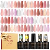 ROSALIND Mini Gel Nail Polish Set Nude Peach Pink Shinny Colorful with Base Glossy/ Matte /Glitter Top Coat Gel Varnishes Nee...