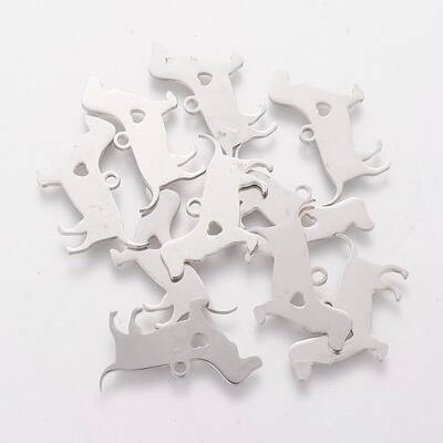 Non-Tarnish 201 Stainless Steel Puppy Pendants