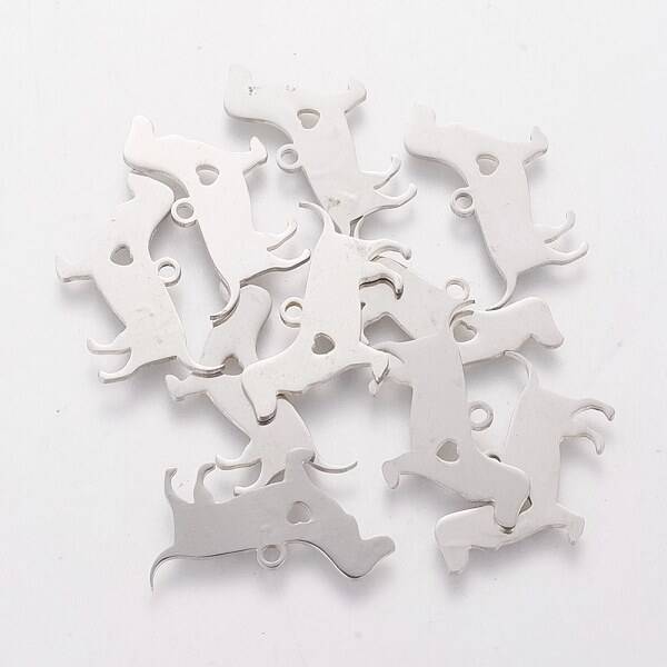 Non-Tarnish 201 Stainless Steel Puppy Pendants