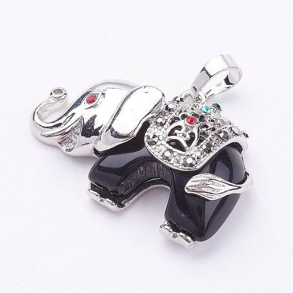 Natural Dyed & Heated Black Agate Pendants