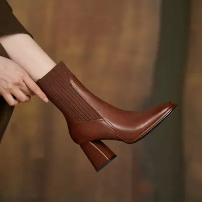 CHIKO Garbina Square Toe Block Heels Ankle Boots