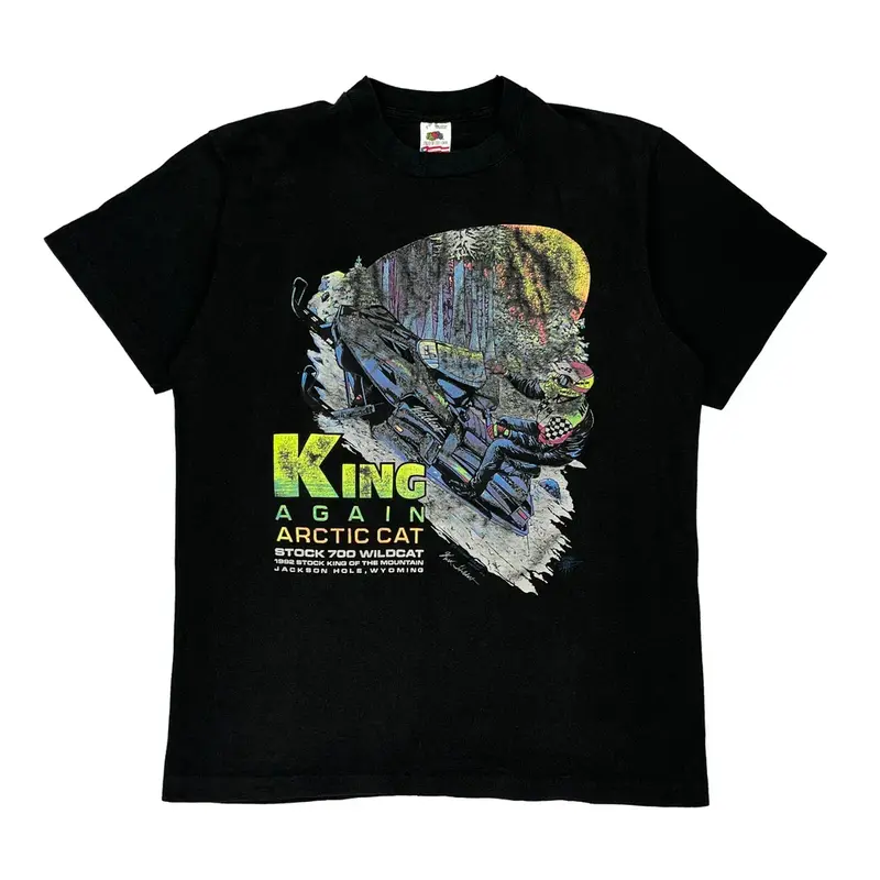 Single Stitch Arctic Cat Made In Usa Fruit Of The Loom Graphic T-Shirt - Large Black Cotton