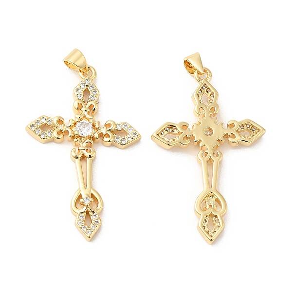 Brass Micro Pave Clear Cubic Zirconia Pendants