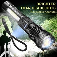 High Lumens Rechargeable Flashlights Super Bright LED Tactical Flashlight LED Work Light 7 Modes with COB Side Light, High Po...