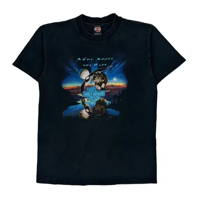 St. Maarten Harley Davidson Graphic T-Shirt - Large Black Cotton