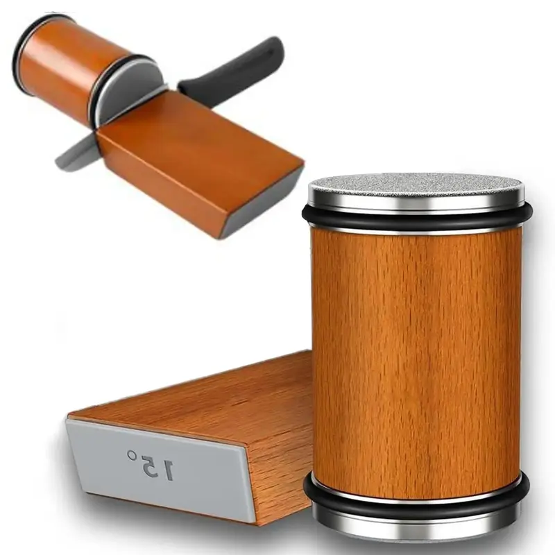 Wooden Handle Knife Sharpener, 2 Counts/set Knife Sharpening Tool, Manual Knife Sharpener for Home Chef, Modern Kitchen Acces...
