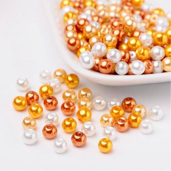 Caramel Mix Pearlized Glass Pearl Beads
