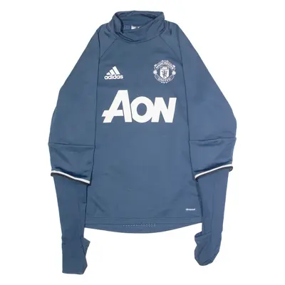 ADIDAS 2016/17 Manchester United Training Mens Football Shirt Jersey Blue XS