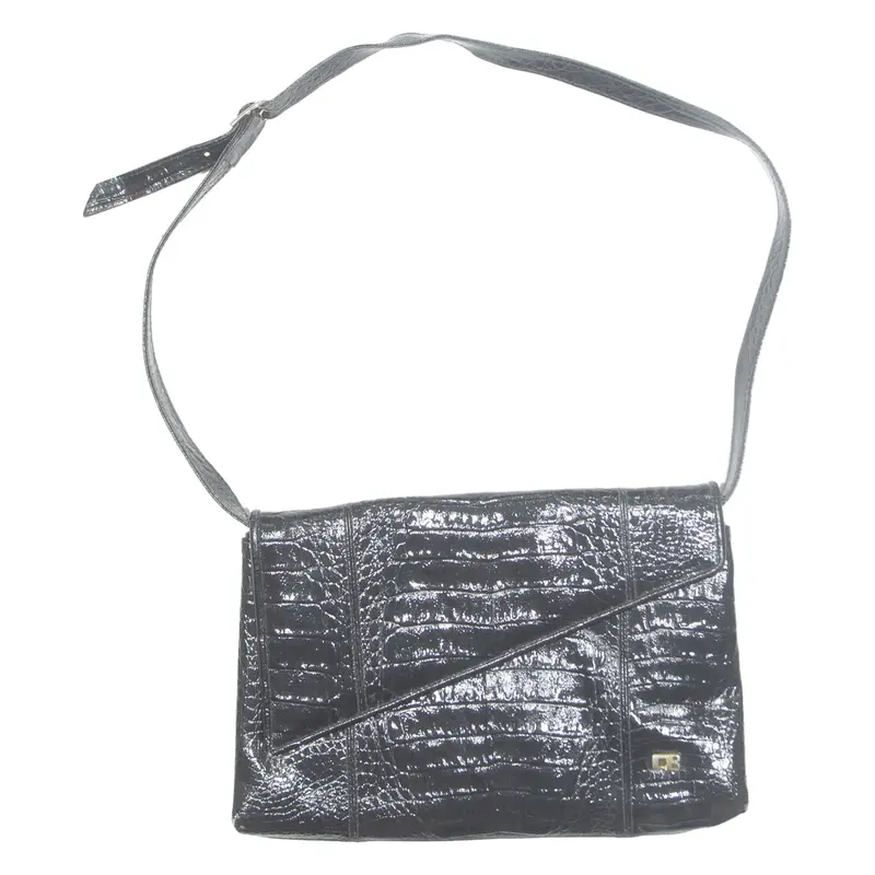 CB Womens Shoulder Bag Black Leather Animal Print