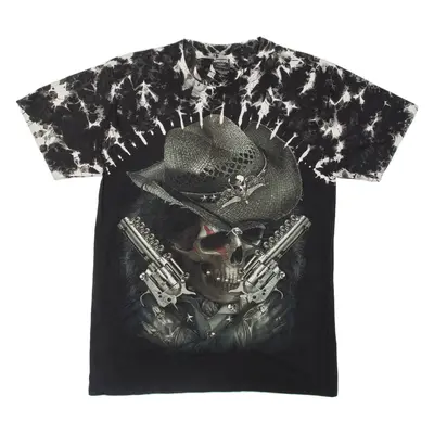 SURVIVORS Skull Mens Biker T-Shirt Black M