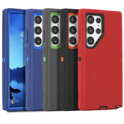 NevEND Shockproof Defender Case For Samsung Galaxy S25 S24 S23 S22 Ultra S21 Plus Heavy Duty Triple Layer Rugged Cover