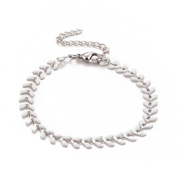 Enamel Wheat Link Chains Bracelet