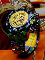 Men's Punk Style Neon Color Quartz Watch, Fashionable Round Dial Watch for Party Daily Decor, Trendy All-match Exquisite Watc...