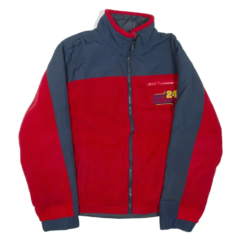 JEFF GORDON Mens Fleece Jacket Red Colourblock 2XL