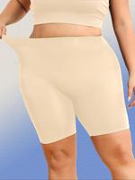 【Plus Size】 Solid High Waist Shapewear Shorts, Tight Fit Shapewear Bottoms, Tummy Tuck Garment, Women's Shapewear Cloth...