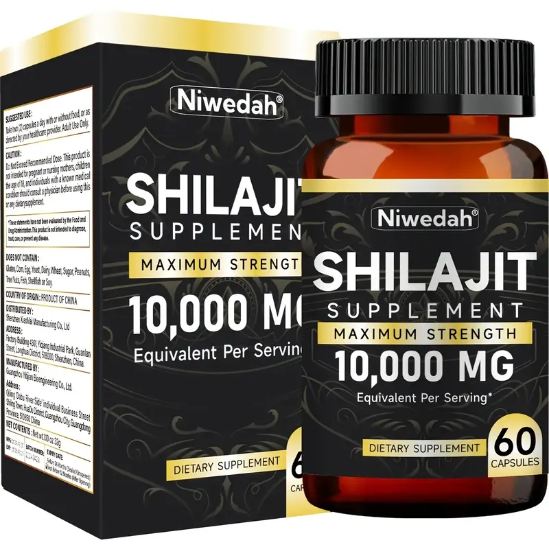 Niwedah Shilajit Supplement (60 Capsules) – High-Potency Mineral Complex for Energy & Vitality Support* | 10,000mg Equivale...