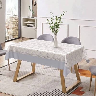Light Blue White Patterns Retro Rectangle Tablecloth - Aperturee