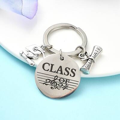 Flat Round Alloy Keychain