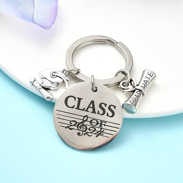 Flat Round Alloy Keychain