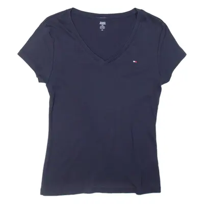 TOMMY HILFIGER Girls T-Shirt Blue V-Neck L