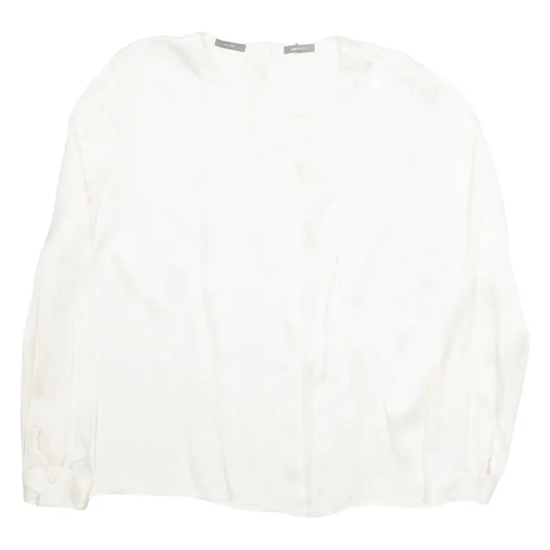 JJ BENSON Womens Blouse Cream Long Sleeve Silk L