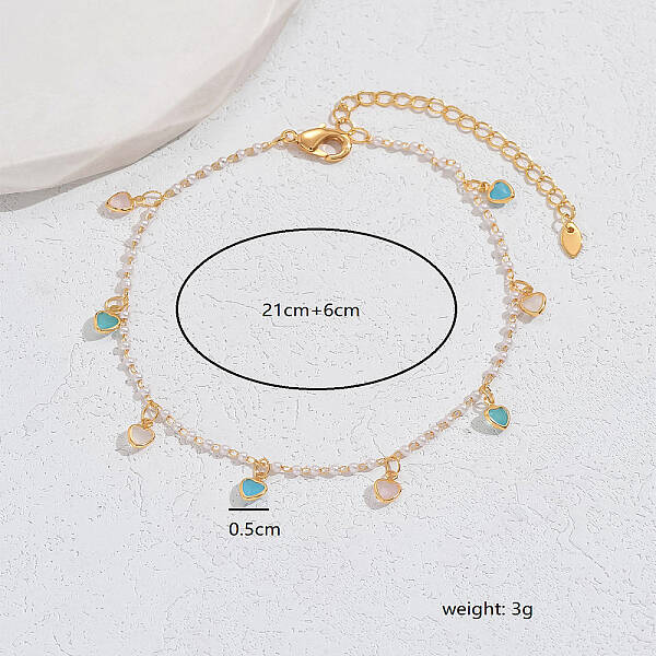 Boho Brass Micro Pave Cubic Zirconia Anklets for Women