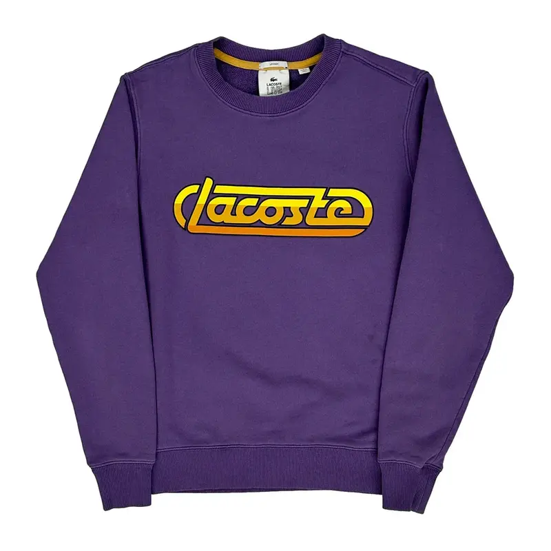 Lacoste Spellout Sweatshirt - Small Purple Cotton