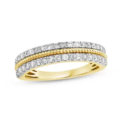 14K Gold Round Cut Diamond Custom Stackable Ring I Color I2 Clarity 3EX IGI Certified