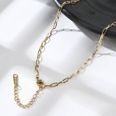 Ion Plating(IP) 304 Stainless Steel Paperclip Chain Necklace for Women
