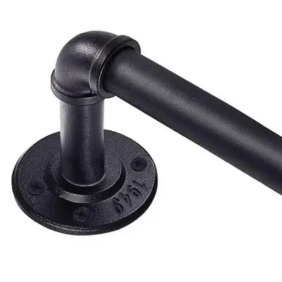 Inovaday Curtain Rods for Windows 1 Inch Industrial Curtain Rod, Wrap Around Black Indoor/Outdoor Curtain Rod, Room Divider A...