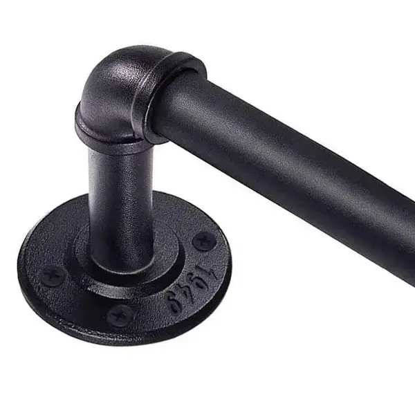 Inovaday Curtain Rods for Windows 1 Inch Industrial Curtain Rod, Wrap Around Black Indoor/Outdoor Curtain Rod, Room Divider A...