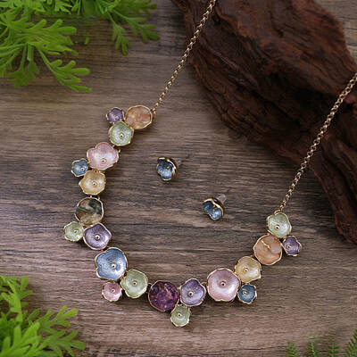Flower Alloy Enamel Jewelry Set