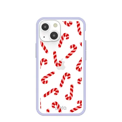 Clear Candy Cane Chaos iPhone 13 Mini Case With Lavender Ridge