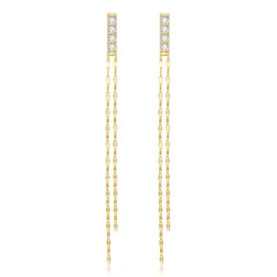 14K Gold Circular Shaped Moissanite Drop Earrings