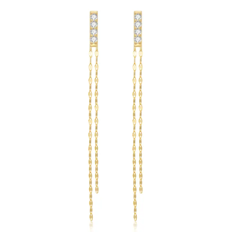 14K Gold Circular Shaped Moissanite Drop Earrings