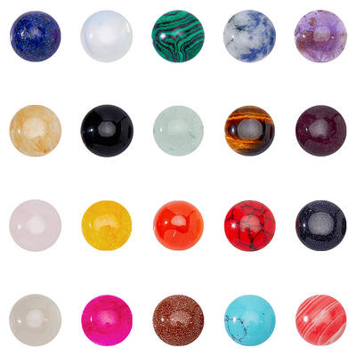 40Pcs 20 Styles Natural & Synthetic Mixed Gemstone Cabochons