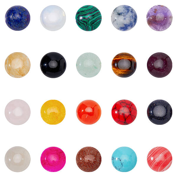 40Pcs 20 Styles Natural & Synthetic Mixed Gemstone Cabochons