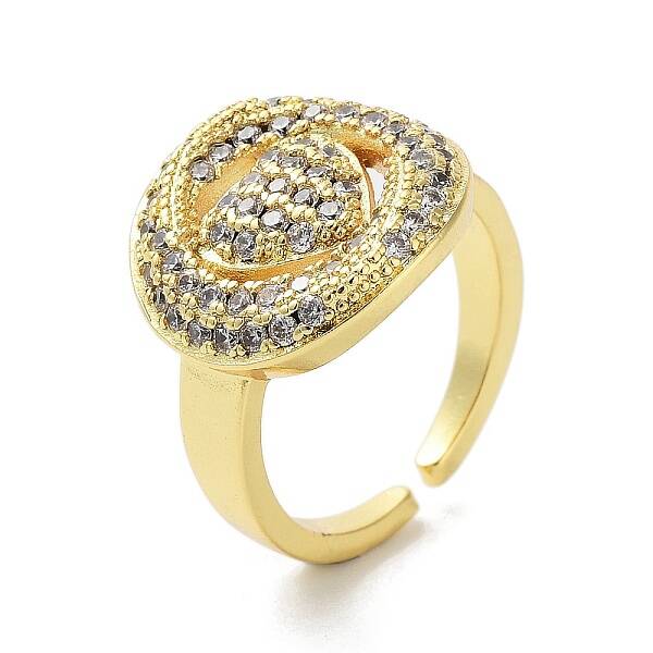 Brass with Cubic Zirconia Open Cuff Rings for Women